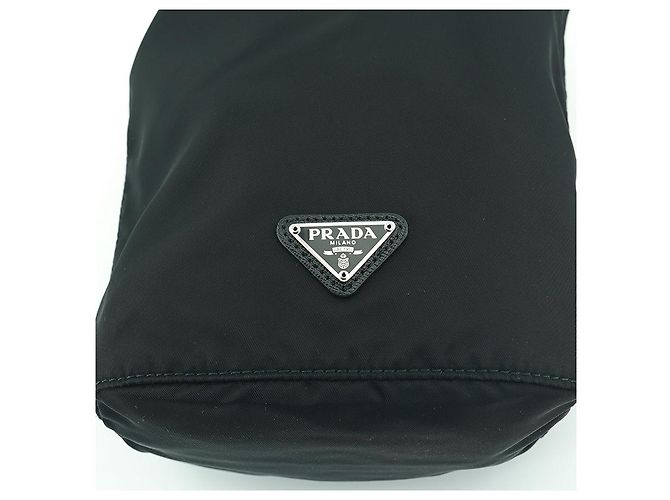 Prada Borsa a secchiello NT Nera Nylon Mini Pochette Borsa con Corda Nero - vista 12