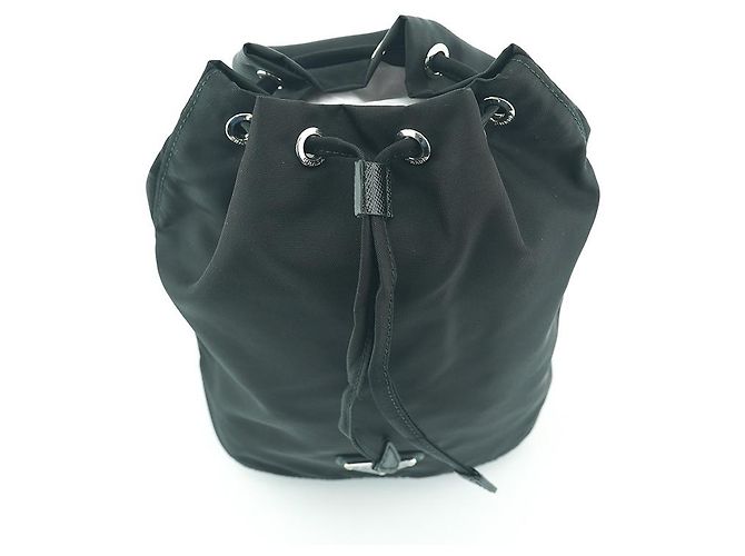 Prada Borsa a secchiello NT Nera Nylon Mini Pochette Borsa con Corda Nero - vista 15