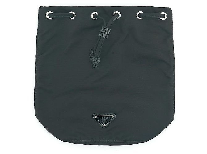Prada Borsa a secchiello NT Nera Nylon Mini Pochette Borsa con Corda Nero - vista 19