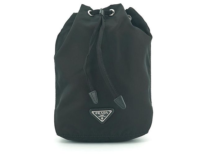 Prada Borsa a secchiello NT Nera Nylon Mini Pochette Borsa con Corda Nero - vista 4