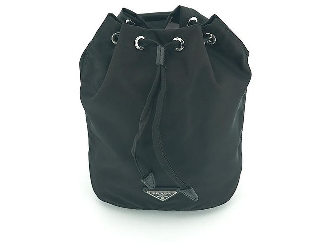 Prada Borsa a secchiello NT Nera Nylon Mini Pochette Borsa con Corda Nero - vista 5