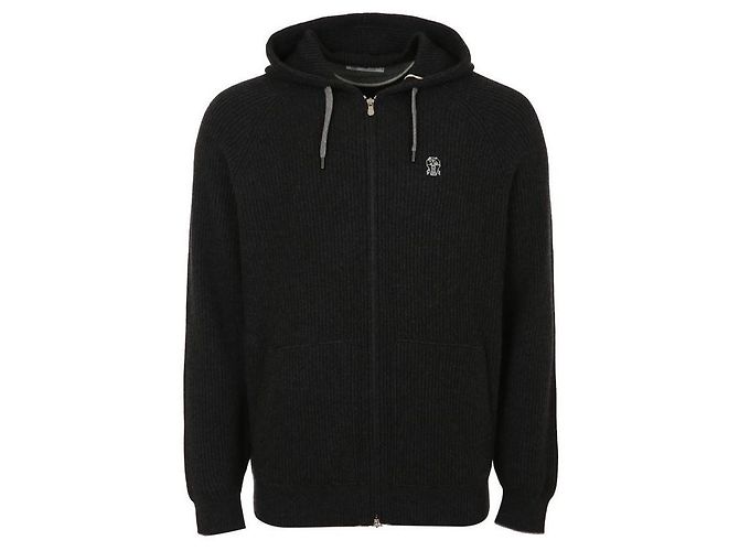 Brunello Cucinelli Cashmere Kapuzenjacke mit Reißverschluss Braun - Ansicht 2