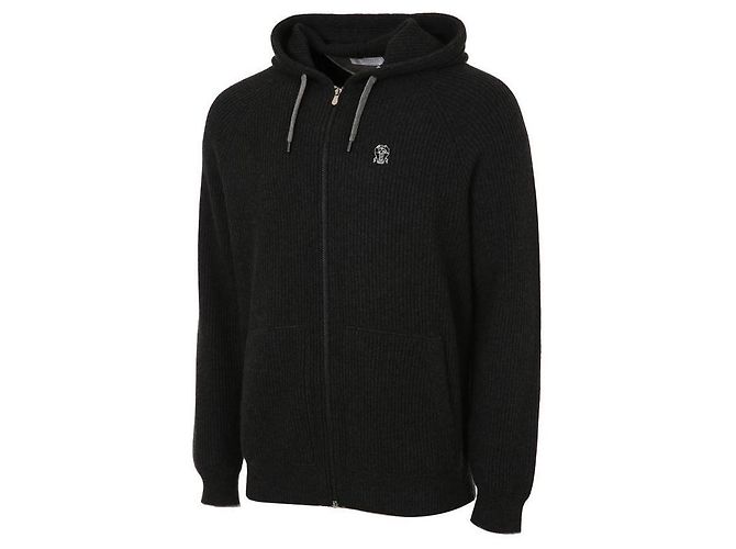 Brunello Cucinelli Cashmere Kapuzenjacke mit Reißverschluss Braun - Ansicht 3