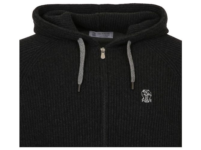 Brunello Cucinelli Cashmere Kapuzenjacke mit Reißverschluss Braun - Ansicht 7