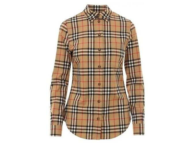 Burberry Chemise en coton stretch à carreaux vintage avec col boutonné - vue 4