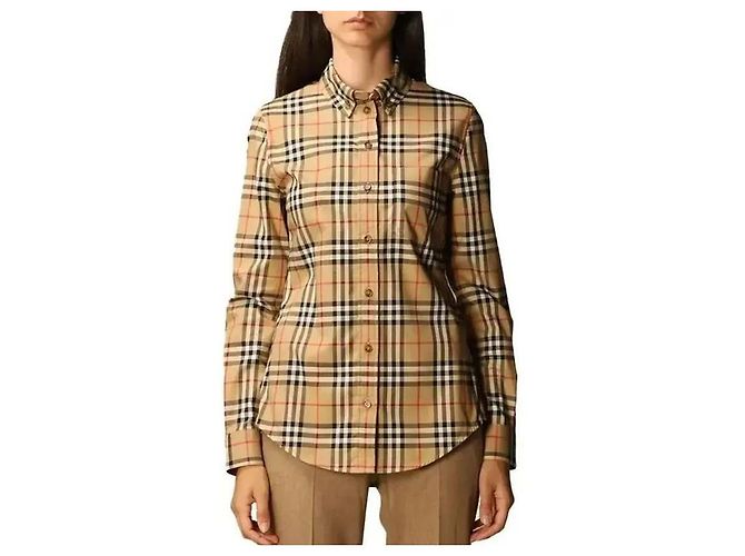 Burberry Chemise en coton stretch à carreaux vintage avec col boutonné - vue 5