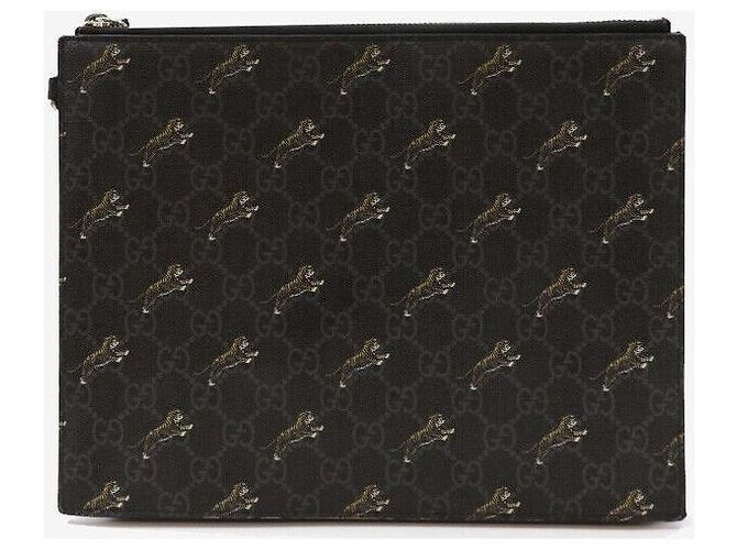 Gucci Clutch GG Tiger con tracolla Nero - vista 3
