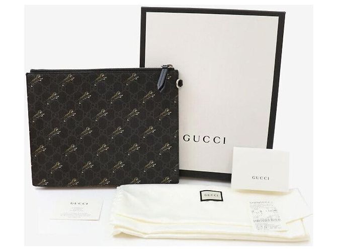 Gucci Clutch GG Tiger con tracolla Nero - vista 7