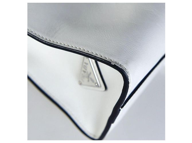 Tote Prada Borsa a spalla con logo a rilievo a forma di triangolo Argento - vista 7