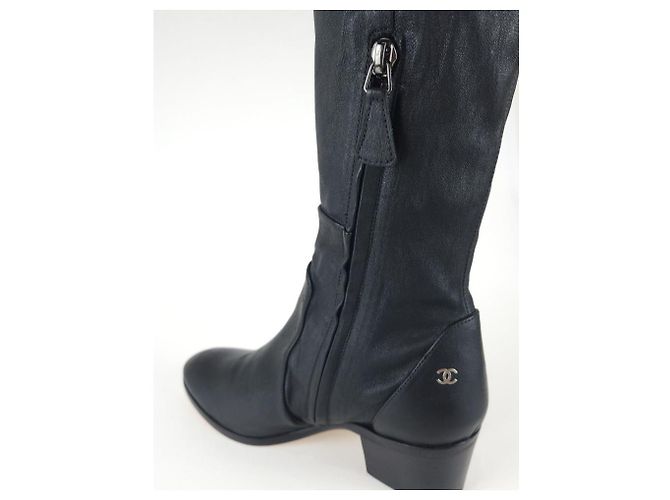 Chanel Stivali alti con logo CC Nero - vista 6