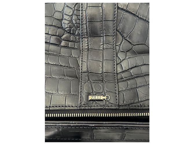 Valigetta Zilli in pelle di coccodrillo nera Nero - vista 9
