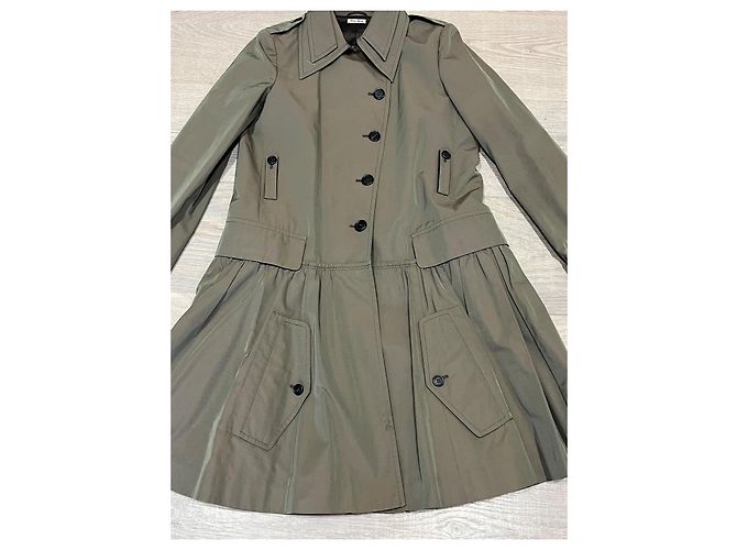 Gabardina Miu Miu Khaki de Algodón Caqui - vista 2