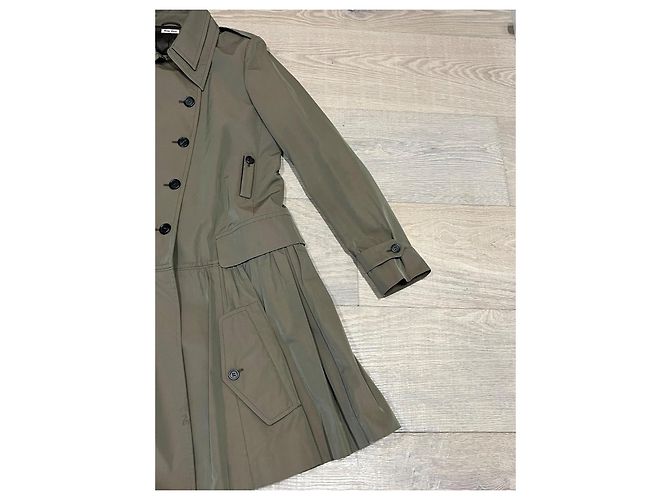 Gabardina Miu Miu Khaki de Algodón Caqui - vista 7