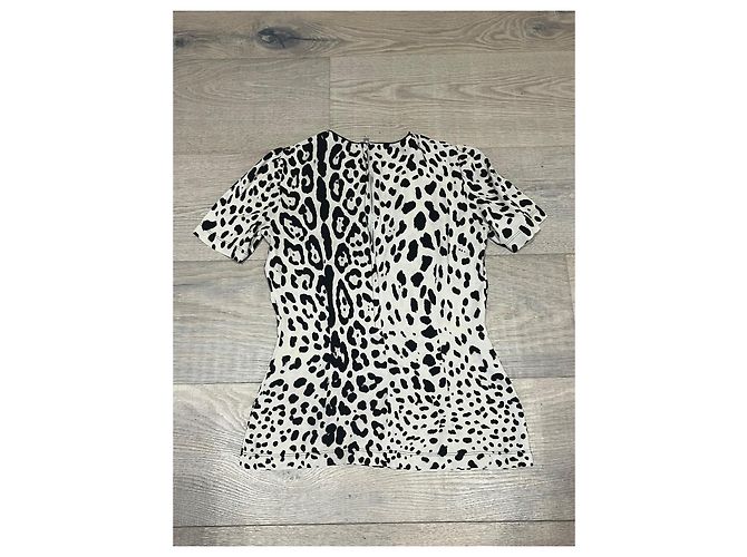 Blusa in seta leopardata Dolce & Gabbana Nero e Eggshell Bianco sporco - vista 10
