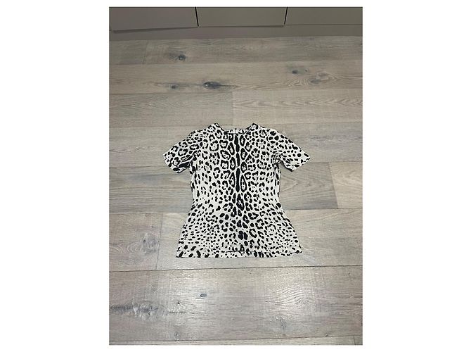 Blusa in seta leopardata Dolce & Gabbana Nero e Eggshell Bianco sporco - vista 2