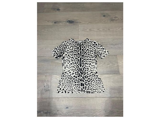 Blusa in seta leopardata Dolce & Gabbana Nero e Eggshell Bianco sporco - vista 3