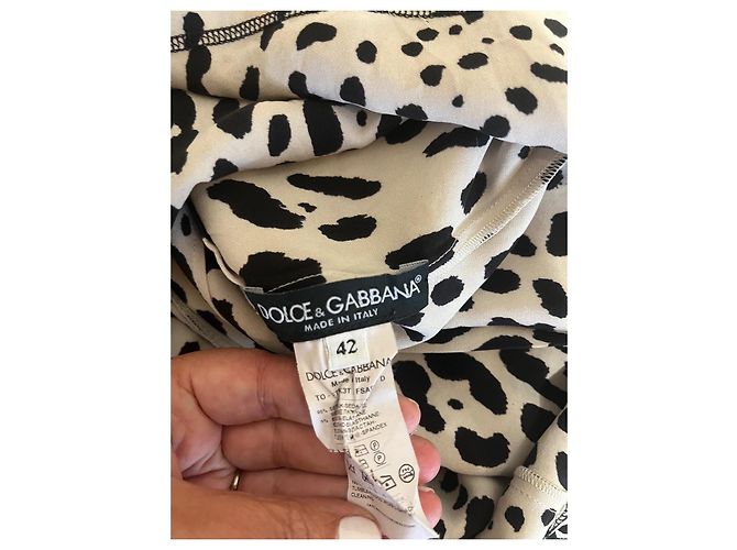 Blusa in seta leopardata Dolce & Gabbana Nero e Eggshell Bianco sporco - vista 5
