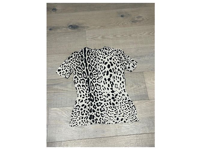 Blusa in seta leopardata Dolce & Gabbana Nero e Eggshell Bianco sporco - vista 6