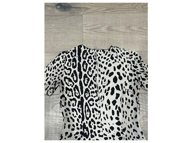 Blusa in seta leopardata Dolce & Gabbana Nero e Eggshell Bianco sporco - vista 7