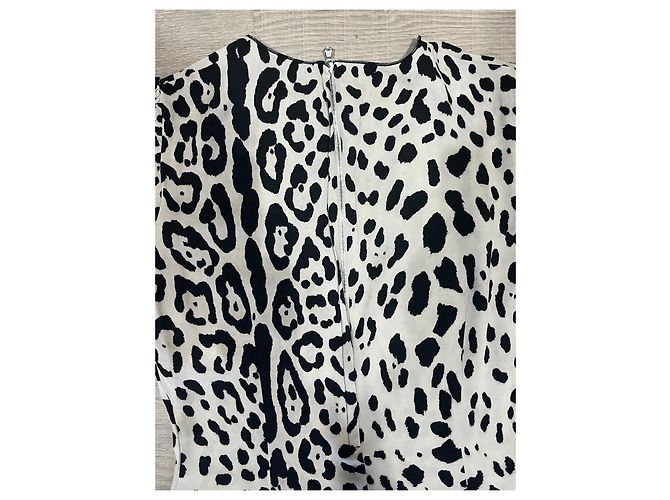 Blusa in seta leopardata Dolce & Gabbana Nero e Eggshell Bianco sporco - vista 9