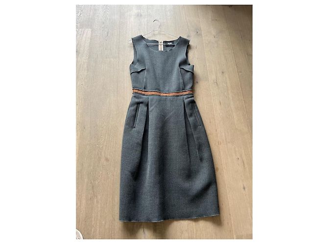 Abito Dolce & Gabbana in lana e seta grigio Crema Marrone chiaro - vista 3