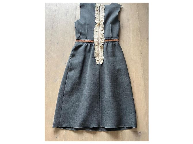 Abito Dolce & Gabbana in lana e seta grigio Crema Marrone chiaro - vista 8