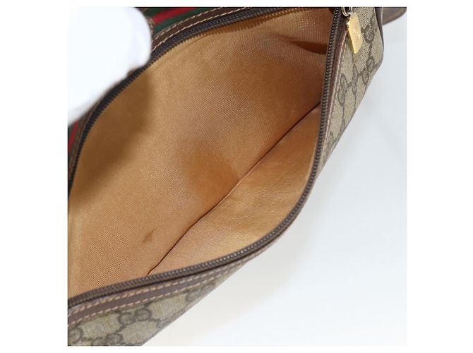 Borsa Sherry Line GG Supreme Web di GUCCI in PVC beige e oro 56 02 088 Auth BSZ220 D'oro - vista 11