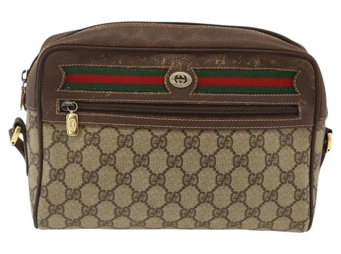 Borsa Sherry Line GG Supreme Web di GUCCI in PVC beige e oro 56 02 088 Auth BSZ220 D'oro - vista 13