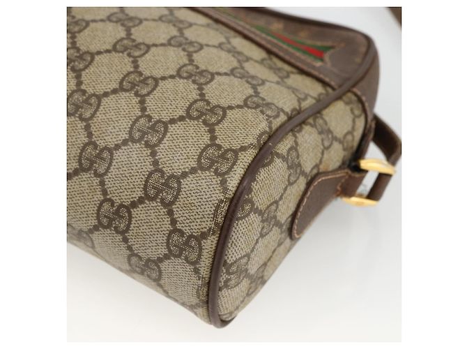 Borsa Sherry Line GG Supreme Web di GUCCI in PVC beige e oro 56 02 088 Auth BSZ220 D'oro - vista 14