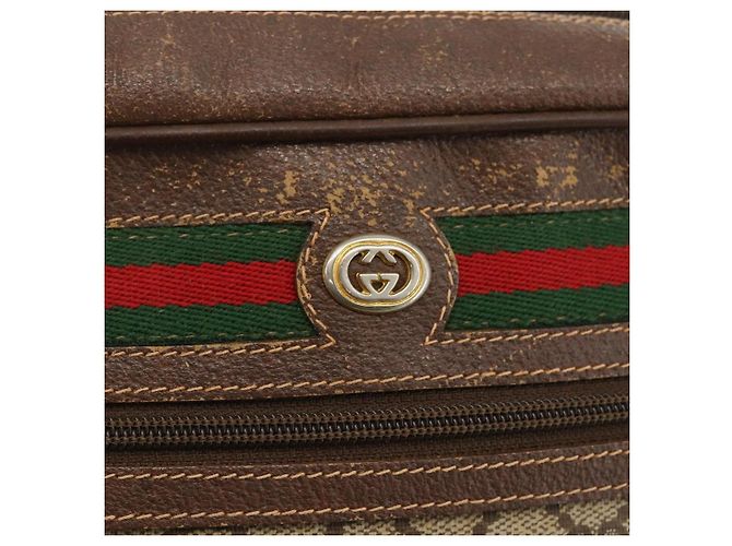 Borsa Sherry Line GG Supreme Web di GUCCI in PVC beige e oro 56 02 088 Auth BSZ220 D'oro - vista 18