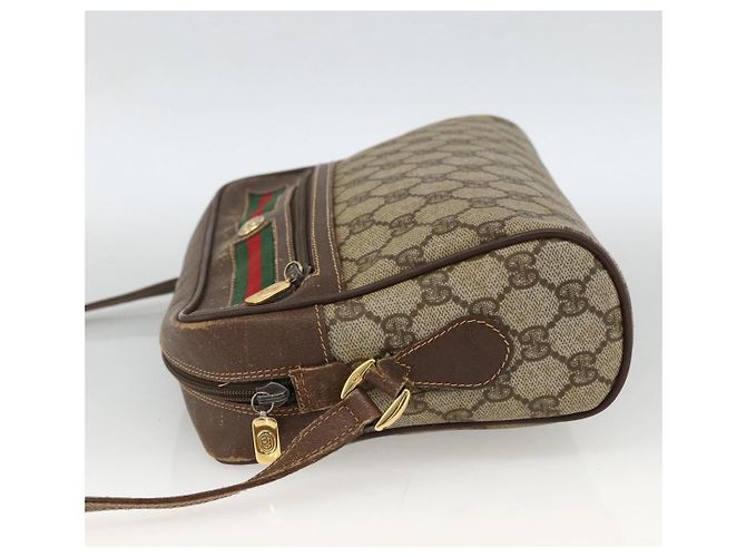 Borsa Sherry Line GG Supreme Web di GUCCI in PVC beige e oro 56 02 088 Auth BSZ220 D'oro - vista 3