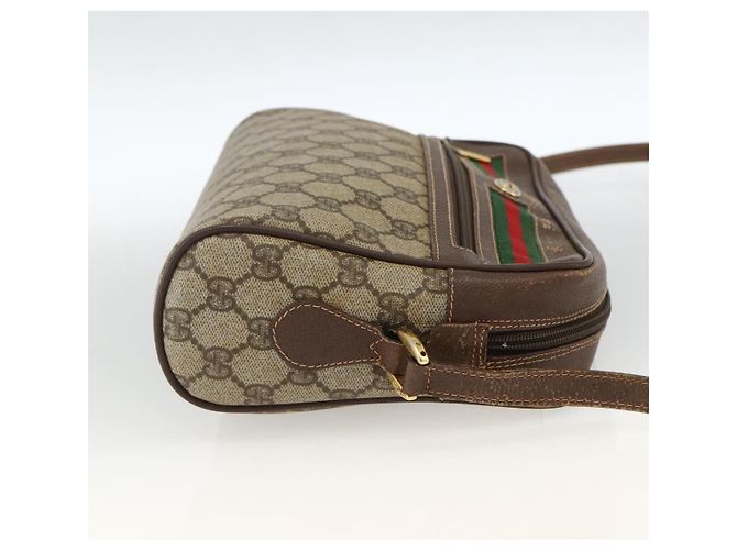 Borsa Sherry Line GG Supreme Web di GUCCI in PVC beige e oro 56 02 088 Auth BSZ220 D'oro - vista 4