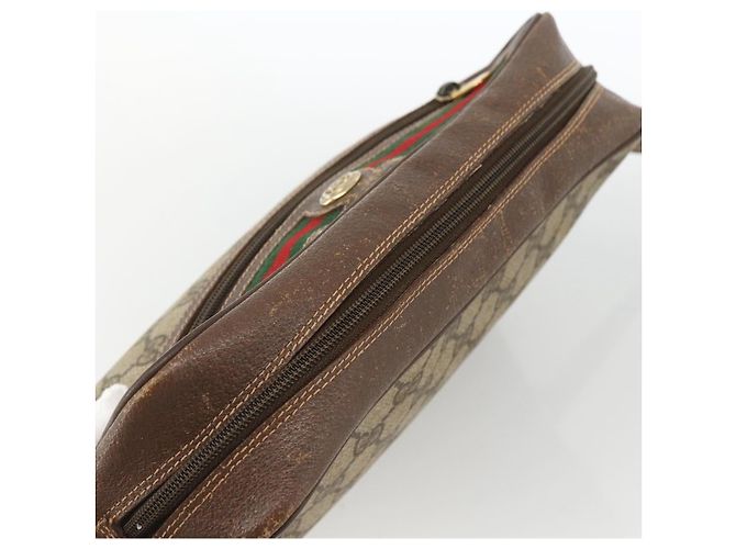 Borsa Sherry Line GG Supreme Web di GUCCI in PVC beige e oro 56 02 088 Auth BSZ220 D'oro - vista 6