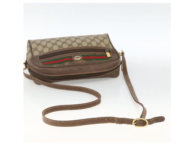Borsa Sherry Line GG Supreme Web di GUCCI in PVC beige e oro 56 02 088 Auth BSZ220 D'oro - vista 7