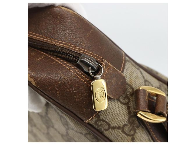 Borsa Sherry Line GG Supreme Web di GUCCI in PVC beige e oro 56 02 088 Auth BSZ220 D'oro - vista 9