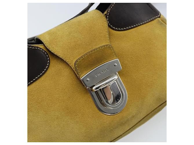 Borsa a Spalla PRADA Camoscio Gialla Argento Auth ARZ148 Giallo - vista 17