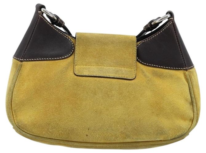 Borsa a Spalla PRADA Camoscio Gialla Argento Auth ARZ148 Giallo - vista 2