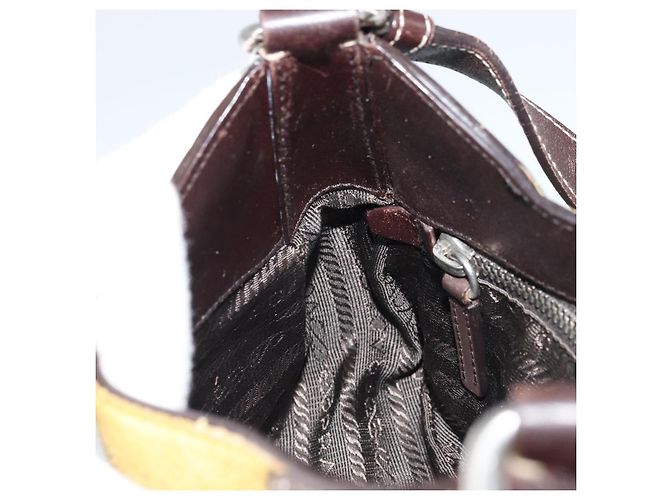 Borsa a Spalla PRADA Camoscio Gialla Argento Auth ARZ148 Giallo - vista 20