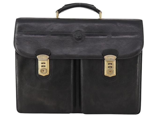 Bolso de negocios de cuero negro y dorado VERSACE Auth bs33703 - vista 13