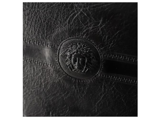 Bolso de negocios de cuero negro y dorado VERSACE Auth bs33703 - vista 18