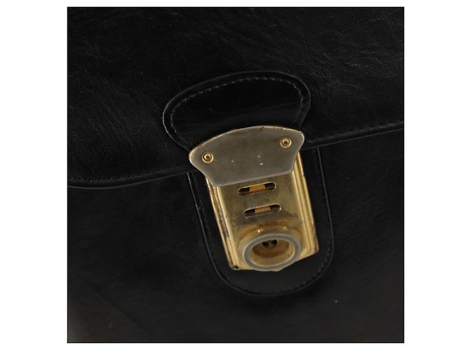 Bolso de negocios de cuero negro y dorado VERSACE Auth bs33703 - vista 19