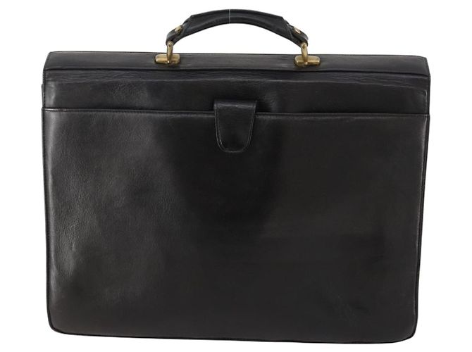 Bolso de negocios de cuero negro y dorado VERSACE Auth bs33703 - vista 2