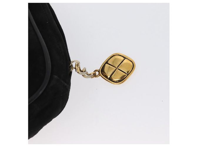 Borsa a Spalla CHANEL Choco Bar in Pelle Scamosciata Nera con Catena Dorata CC Auth LNZ606A Nero D'oro - vista 10