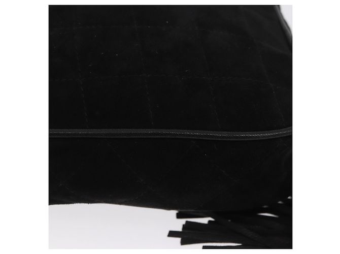 Borsa a Spalla CHANEL Choco Bar in Pelle Scamosciata Nera con Catena Dorata CC Auth LNZ606A Nero D'oro - vista 15