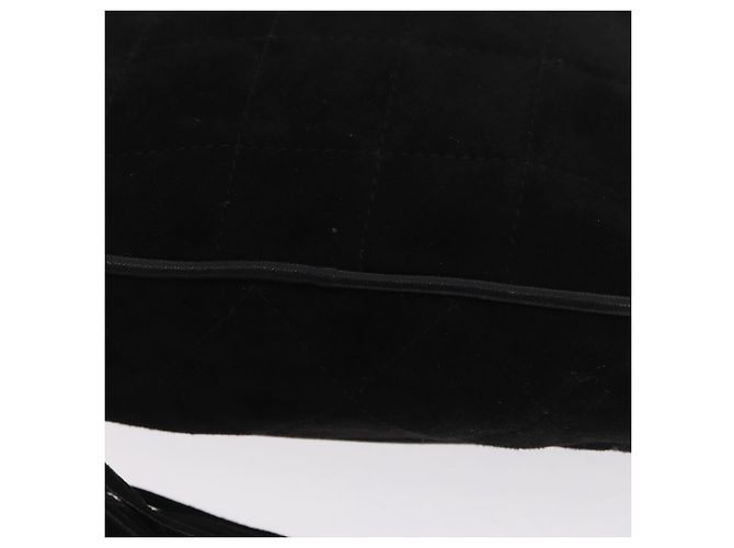 Borsa a Spalla CHANEL Choco Bar in Pelle Scamosciata Nera con Catena Dorata CC Auth LNZ606A Nero D'oro - vista 16