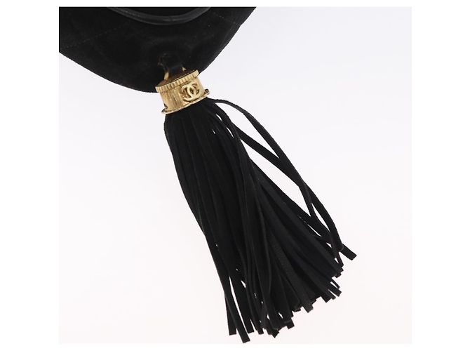 Borsa a Spalla CHANEL Choco Bar in Pelle Scamosciata Nera con Catena Dorata CC Auth LNZ606A Nero D'oro - vista 17