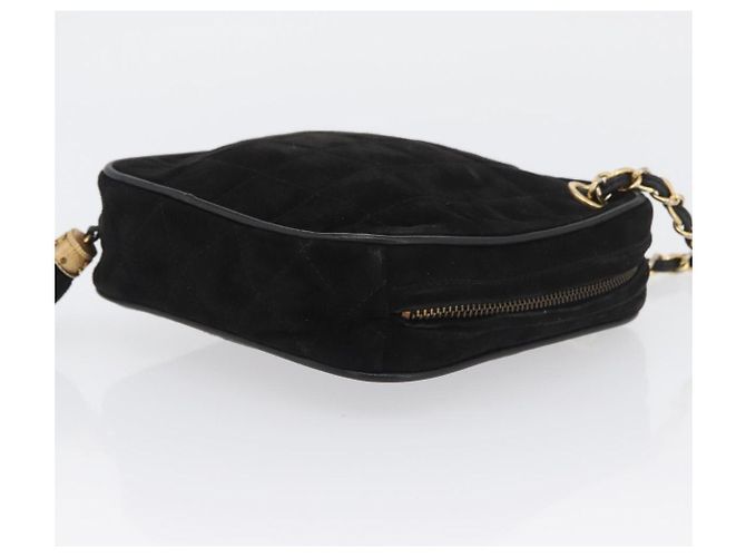 Borsa a Spalla CHANEL Choco Bar in Pelle Scamosciata Nera con Catena Dorata CC Auth LNZ606A Nero D'oro - vista 3