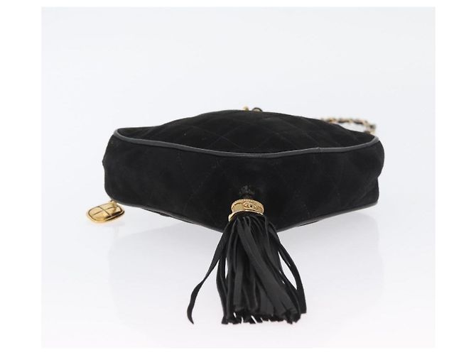 Borsa a Spalla CHANEL Choco Bar in Pelle Scamosciata Nera con Catena Dorata CC Auth LNZ606A Nero D'oro - vista 5