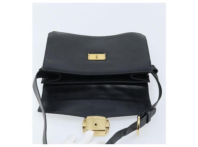 Borsa a Spalla Vala in Pelle Nera e Oro Salvatore Ferragamo Auth BA11344 Nero D'oro - vista 10