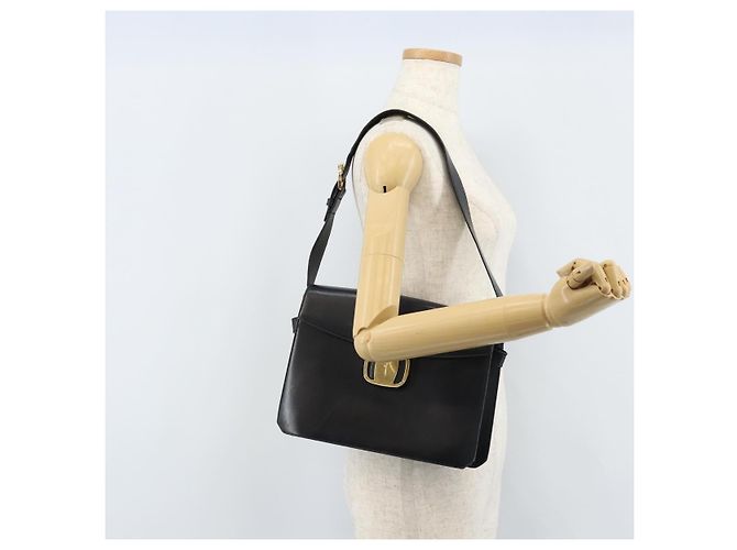 Borsa a Spalla Vala in Pelle Nera e Oro Salvatore Ferragamo Auth BA11344 Nero D'oro - vista 22